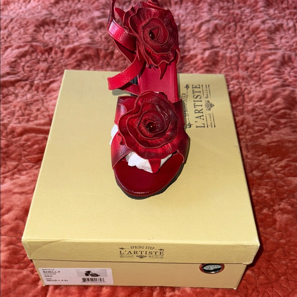 L'ATISTE Red Rose Heeled Sandals